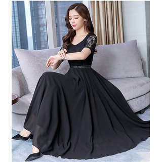 raabta fashion black long dress