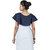 Women's Bureture Sky-Blue and Navy Cotton Stripes Dress