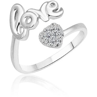                       Vighnaharta Love, Valentines Day CZ Rhodium Plated Alloy Adjustable, Free Size Ring for Women and Girls-[VFJ1546FRR]                                              