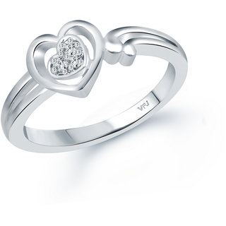                       Vighnaharta Cute Love Valentine,s Day Ring CZ Rhodium Plated Alloy Ring for Women and Girls-[VFJ1567FRR]                                              