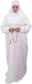 Barakath Women's Prayer Dress Abaya Ihram Set for Hajj Umrah(100 Cotton) White