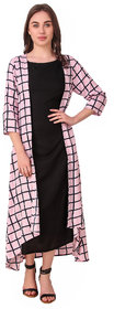 VOGUE  SAVVY Pink  Check Jacket Stylish Kurti For Girls/Women (Color- Pink  Size- Small)