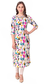 VOGUE  SAVVY Diamond Printed Straight Kurti For Girls/Women (Color- Multicolor  Size- Large)