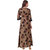 VOGUE  SAVVY Brown Keyhole Print Ethnic Long Kurti For Girls/Women (Color- Brown  Size- Small)