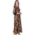 VOGUE  SAVVY Brown Keyhole Print Ethnic Long Kurti For Girls/Women (Color- Brown  Size- Large)