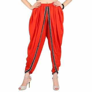                       Orange Color Rayon Dhoti Pant for Women/Girls                                              