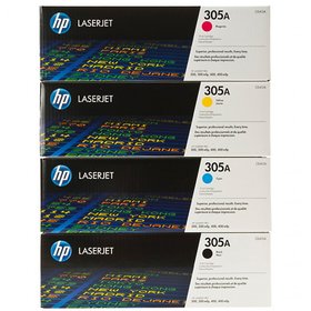 HP 305A CE410A (Black), CE411A (Cyan), CE412A (Yellow) CE413A (Magenta)Combo Set for HP LaserJet Pro M451 M475 (CE410A)-Pack of 4