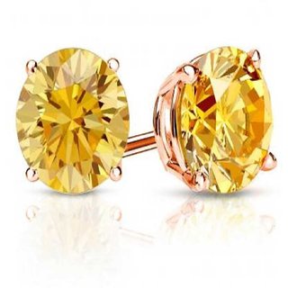 CEYLONMINE  sapphire earrings natural gold plated yellow sapphire stud for women