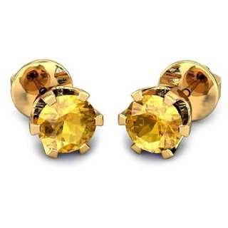                       CEYLONMINE pushkar stud earrings natural yellow sapphire gold plated sapphire earrings for women & girls                                              