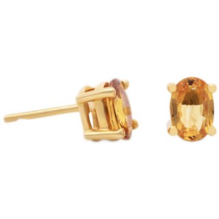                      CEYLONMINE pukhraj stud earrings natural & original stone yellow sapphire gold plated earring for women & girls                                              
