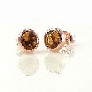 CEYLONMINE yellow sapphire stud earrings gold plated natural pushkar earrings CEYLONMINE yellow sapphire stud earrings gold plated natural pushkar earrings