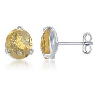                       CEYLONMINE  sapphire earrings natural silver  yellow sapphire stud for women                                              