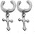 Men Style Cross CharmFashion Punk Non-Piercing Silver Stainless Steel Clip-on Earring