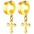 Men Style Cross CharmFashion Punk Non-Piercing Gold  Stainless Steel  Clip-on Earring