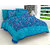 FrionKandy Pure Cotton Blue Sanganeri Floral Print Double Bed Sheet With 2 Pillow Covers