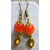 FrionKandy Orange Brass & Beads Gold Plated Designer Necklace & Earrings Set - Fashion Jewellery