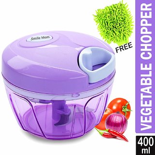 Smile Mom Handy Vegetable Chopper, Cutter for Kitchen, 3 Stainless Steel Blade with Free Microfiber Gloves (400 ML)