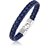 Asmitta Blue Black Silver Plated Leather Bracelet For Men