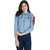 BuyNewTrend Light Blue Full Sleeve Rose Patch Denim Jacket For Women-(Light Blue-2154B)