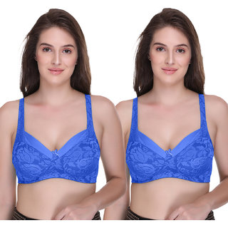 Buy SONA Women's SL008 Lace Blue Salsa Full Coverage Non Wired Non Padded  Bra Color Blue Pack of 2 Online @ ₹1320 from ShopClues