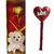SC Small Artificial Golden Foil Rose with Teddy keychain with Love stick, Perfect gifting idea for valentine day