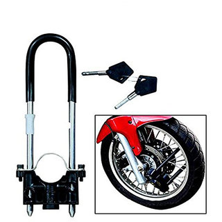 STAR SHINE Front Wheel Bike U-Lock For Hero Motocorp Splendor  (Silver Black)