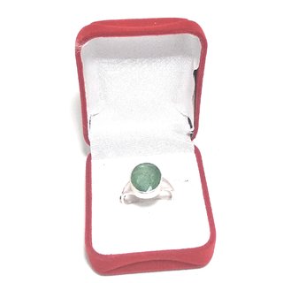                       Emerald Adjustable Ring in Silver                                              