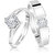 Asmitta Valentine Sterling Silver American Diamond Adjustable Couple Finger Ring