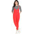 BuyNewTrend Red Cotton Lycra Dungaree Pant with Striped Top For Women-(Red-2051B)
