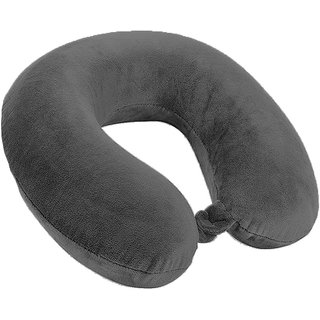 Lushomes Grey Travel Neck Pillow for Neck Support (30 x 31 cms, Single pc)