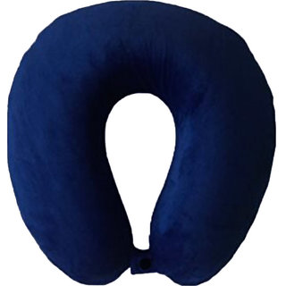 Lushomes Navy Blue Travel Neck Pillow for Neck Support (30 x 31 cms, Single pc)
