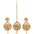 Kord Store Finely Paan Shape Lct Stone Gold Plated Dangle Earring with Mangtikka for Women
