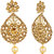 Kord Store Finely Paan Shape Lct Stone Gold Plated Dangle Earring with Mangtikka for Women