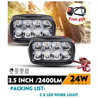 3.5INCH 24W Motorcycle LED Headlight  8 Leds Spotlight 12V LED 6500K Motorbike  Light(Free ON/OFF Switch)Automobile