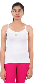 ColourQ  Women's Solid Soft Viscose Camisole Slip White Small