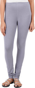 ColourQ Women's Soft Cotton Churidar Leggings with Elasticated Waistband Grey Small