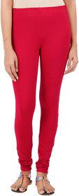 ColourQ Women's Soft Cotton Churidar Leggings with Elasticated Waistband Red Small