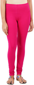 ColourQ Women's Soft Cotton Churidar Leggings with Elasticated Waistband Ruby Pink Small