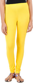 ColourQ Women's Soft Cotton Churidar Leggings with Elasticated Waistband Lemon Small