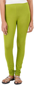 ColourQ Women's Soft Cotton Churidar Leggings with Elasticated Waistband Olive Small