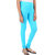 ColourQ Women's Soft Cotton Churidar Leggings with Elasticated Waistband Ocean Blue Small