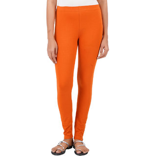                       ColourQ Women's Soft Cotton Ankle Leggings with Elasticated Waistband Burnt Orange Small                                              