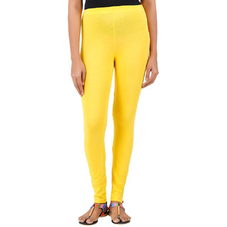                       ColourQ Women's Soft Cotton Ankle Leggings with Elasticated Waistband Lemon Small                                              