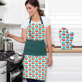 DECOTREE 2 Pc Kitchen Linen Combo Set of Apron and Oven Gloves( Set Content : 1 Apron + 1 Oven Gloves)