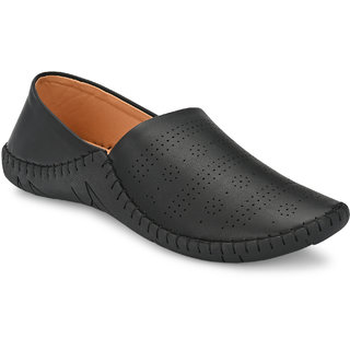 SHURAB Men s Black Premium Quality Synthetic Slip on Mojari Ethnic Juti Pathani Shoe
