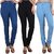 Trusha Dresse Pack of 3 Cotton Denim Jeggings Sky, Navy, and Black Non-Stretchable Size 26 to 28 Inches West
