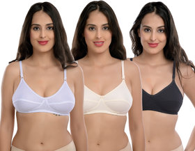 Body Best Atractive Multi Color Back Closed Non Padded Regular Fiting, Straped Adjestable Bra Combo Of 3 Pcs