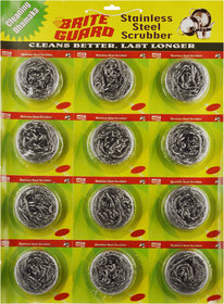 Brite Guard Stainless Steel Multipurpose Scrubber 12 Gm (Grey, 12-Piece)