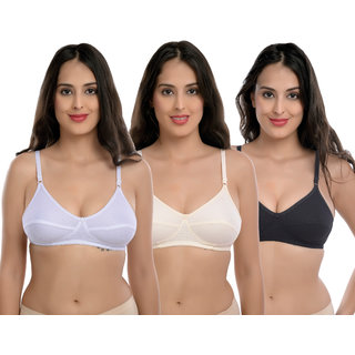 Body Best Atractive Multi Color Back Closed Non Padded Regular Fiting, Straped Adjestable Bra Combo Of 3 Pcs