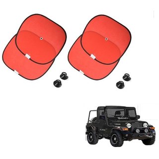 Auto Addict Red Color Chipkoo With Suction Cup Car Window Side Sunshade Curtains Set Of 4 Pcs For Mahindra Thar